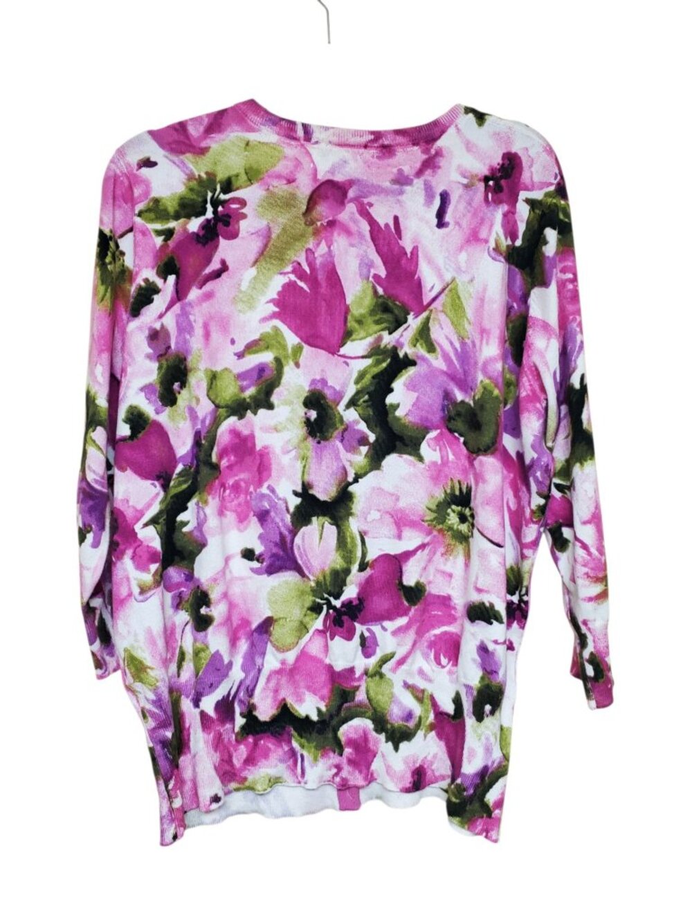 Jones New York Sport Woman's‎ White Pink Watercolor Floral Button Up Cardigan 1X - Picture 3 of 3